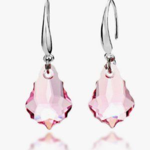 Silver Plated Pink Zircon Earrings
